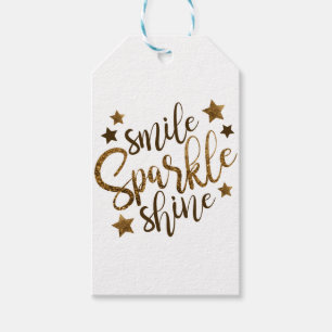 ÉTIQUETTES-CADEAU ÉCLAT D'ÉTINCELLE DE SOURIRE, ÉTOILE D'OR DE