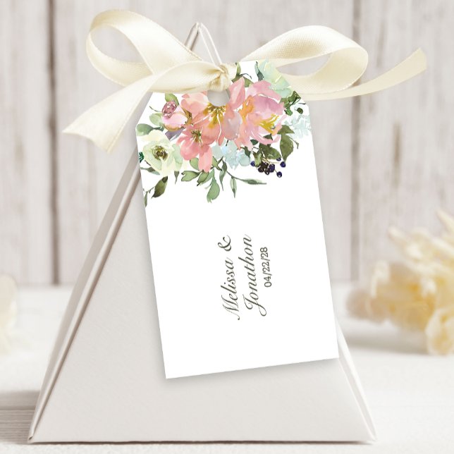 Étiquettes-cadeau Éclats cadeaux Mariage floral Eggshell et Blush (Créateur téléchargé)