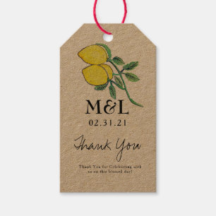 Étiquettes-cadeau Eco Friendly Mariage main aquarelle Lemon Bunch
