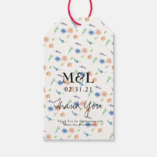 Étiquettes-cadeau Eco Mariage Aquarelle Botanique Floral (Devant)