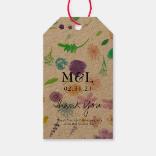 Étiquettes-cadeau Eco Mariage Aquarelle simple Floral