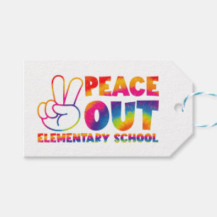 Étiquettes-cadeau École primaire Peace Out Tie Dye Dernier jour