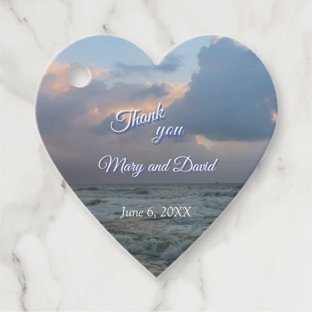 Étiquettes Cadeau Écouter le Mariage Merci des vagues (Devant)