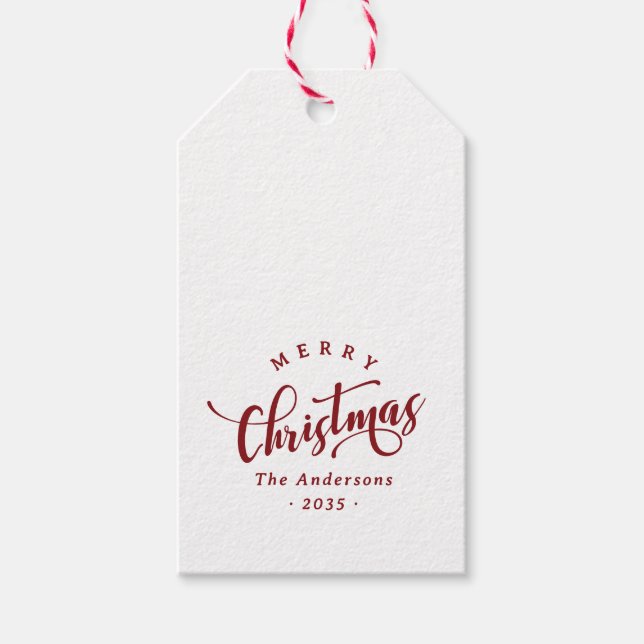 Étiquettes-cadeau Écriture calligraphique simple de Joyeux Noël (Devant)