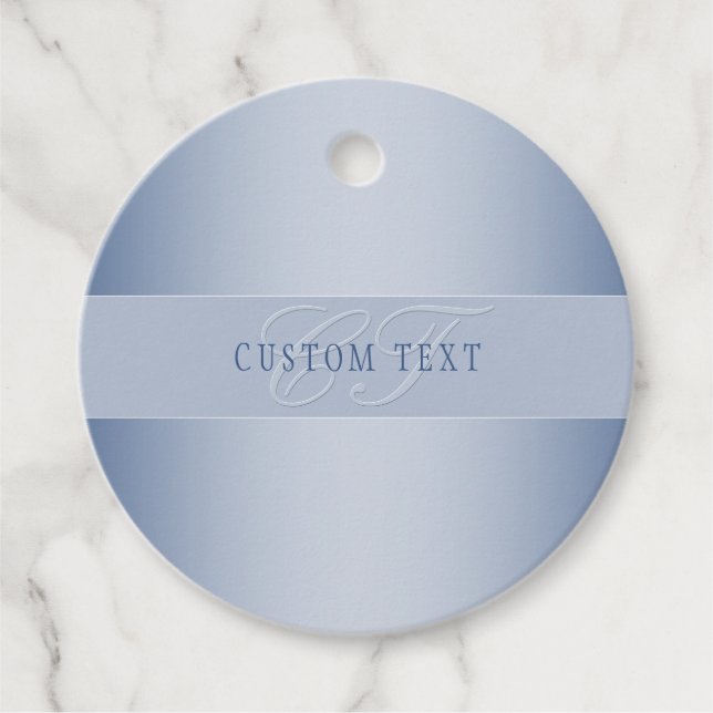 Étiquettes Cadeau Écriture élégante de monogramme modifiable | Bleu (Devant)