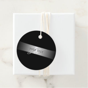 Étiquettes Cadeau Écriture élégante de monogramme modifiable Noir