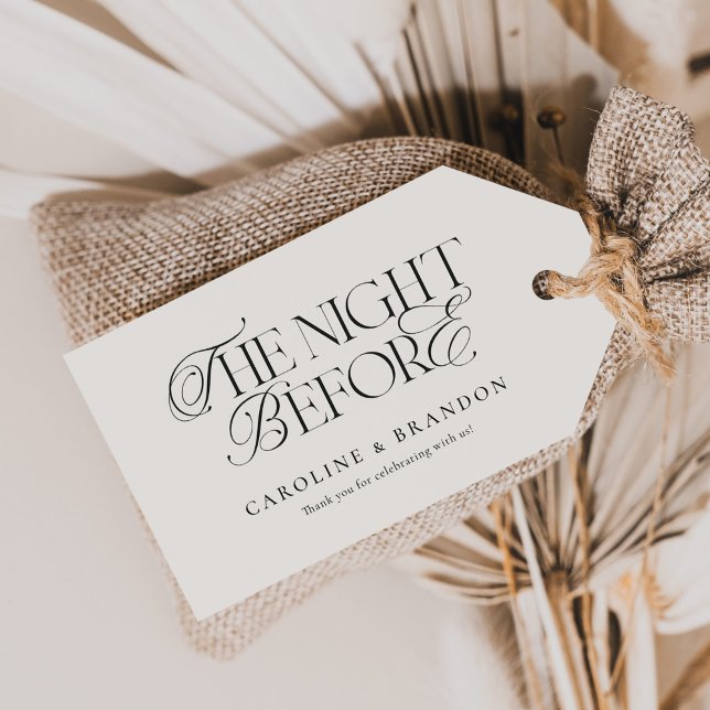 Étiquettes-cadeau Écriture Élégante La Nuit Avant le Dîner de Répéti (Créateur téléchargé)