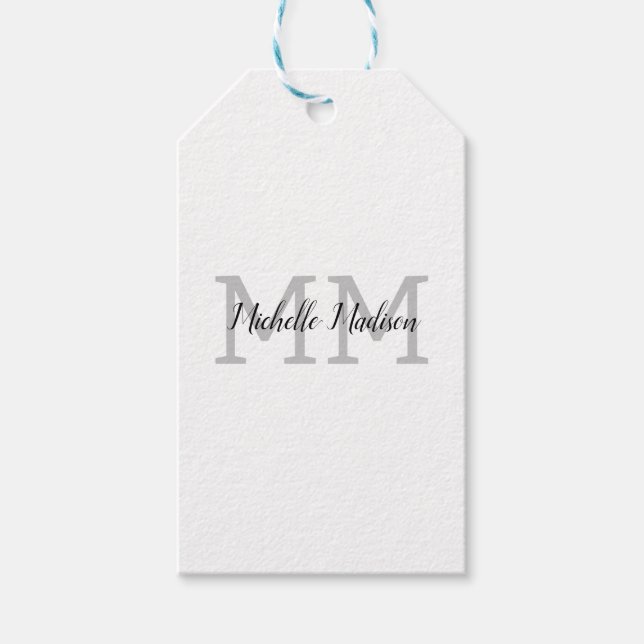 Étiquettes-cadeau Écriture manuscrite moderne monographie Nom Initia (Devant)