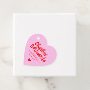 Étiquettes Cadeau Écriture manuscrite rose et rouge Merci Mariage ré