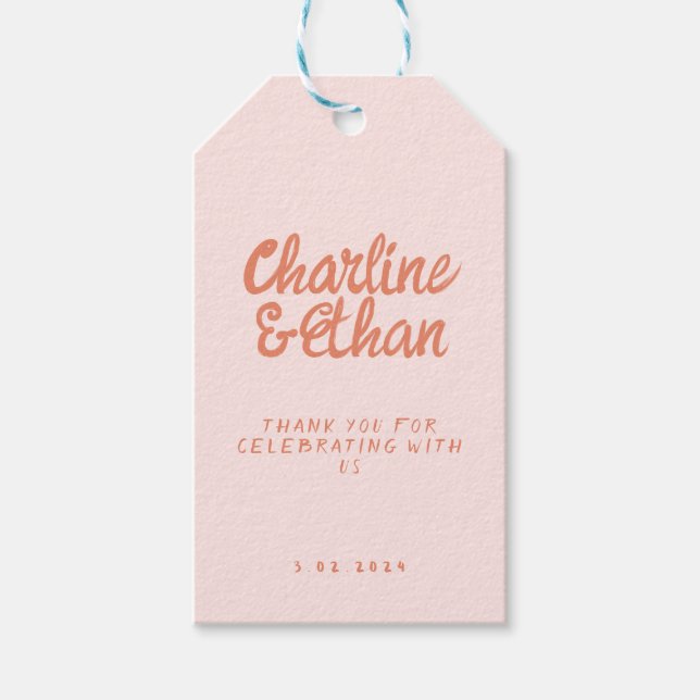 Étiquettes-cadeau Écriture manuscrite rose Sticker rectangulaire Mar (Devant)