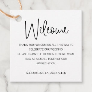 Étiquettes Cadeau Écriture Mariage Bienvenue Panier cadeau