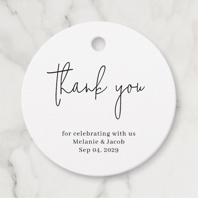 Étiquettes Cadeau Écriture moderne Mariage Round (Devant)