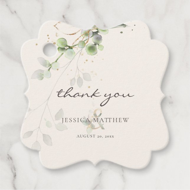 Étiquettes Cadeau Ecru classique Eucalyptus (Devant)