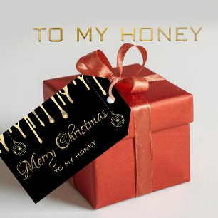 Étiquettes-cadeau Éditable À Mon Miel Gold Driey Xmas Tag