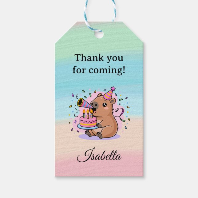 Étiquettes-cadeau Editable Capybara Birthday Sticker Cute Kids Party (Devant)