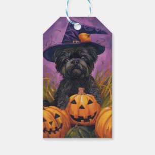 Étiquettes-cadeau Éffrayant Affenpinscher Halloween sorcière et Citr