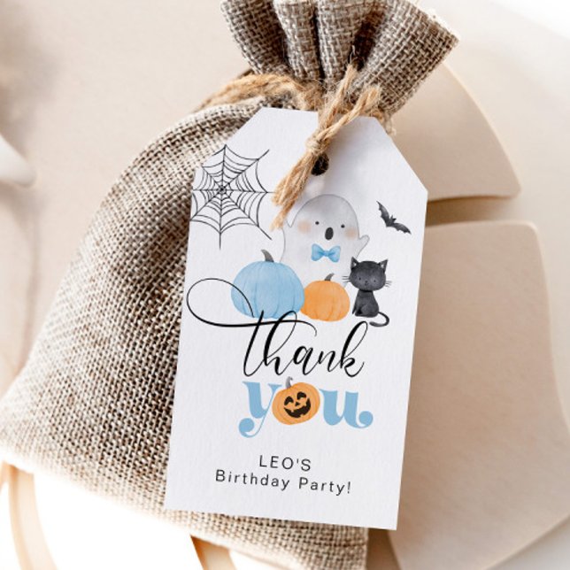 Étiquettes-cadeau Éffrayant anniversaire d'Halloween garçon merci (Créateur téléchargé)