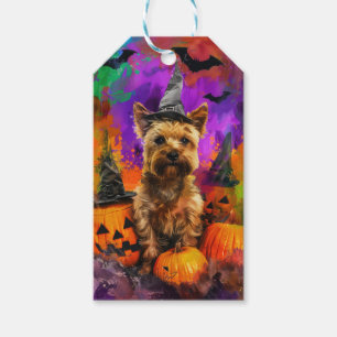 Étiquettes-cadeau Éffrayant Cairn Terrier Chien Halloween sorcier Ci