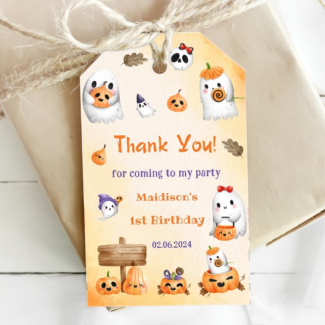 Étiquettes-cadeau Éffrayant Halloween Cute Ghost Merci (Créateur téléchargé)