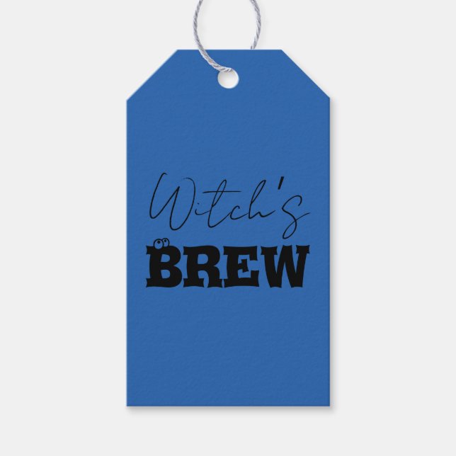 Étiquettes-cadeau Éffrayant Hauné Maison & Sorcière Silhouette | (Devant)