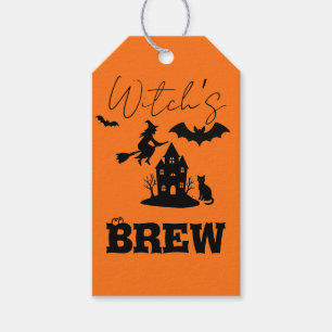 Étiquettes-cadeau Éffrayant Hauné Maison & Sorcière Silhouette  