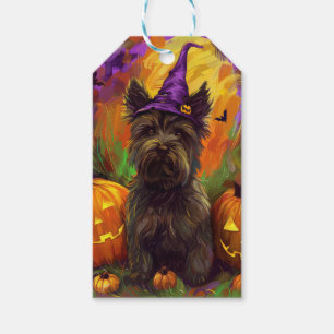 Étiquettes-cadeau Éffrayant Skye Terrier Chien Halloween Citrouille
