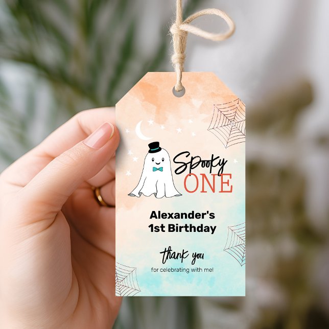 Étiquettes-cadeau Éffrayant Un Halloween Garçons 1er Anniversaire Fê (Créateur téléchargé)