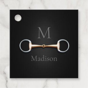 Étiquettes Cadeau Eggbutt Snaffle Bit Carré équestre monogrammé