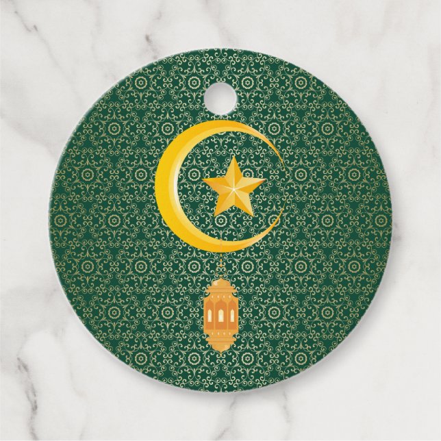 Étiquettes Cadeau Eid al Fitr Moubarak Ramadan Kareem Moon Star (Devant)