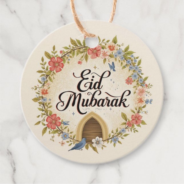Étiquettes Cadeau Eid mubarak Floral Gift Tag (Devant)
