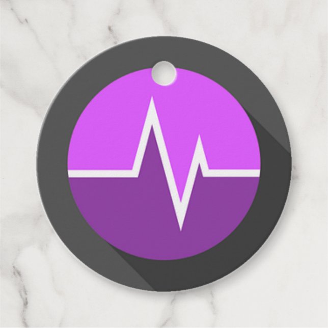 Étiquettes Cadeau EKG ligne médical violet noir infirmière médecin (Devant)