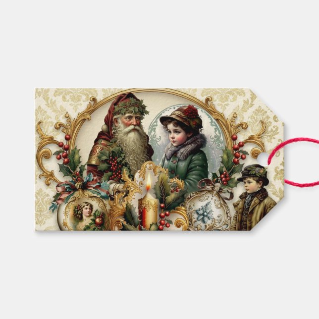 Étiquettes-cadeau Élégance de Noël victorien  (Devant (Horizontal))