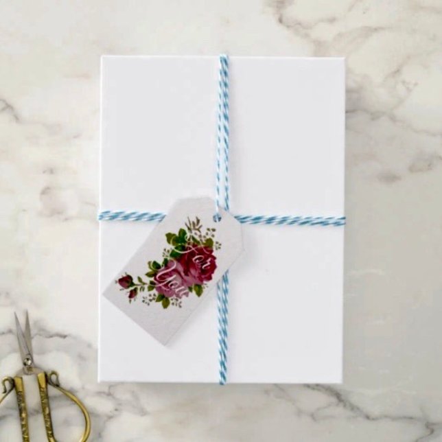Étiquettes-cadeau Élégance de rose de chou vintage  (Créateur téléchargé)