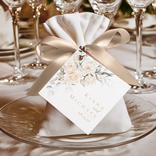 Étiquettes Cadeau Élégance Florale Rose Pearl Mariage ID989 (Créateur téléchargé)