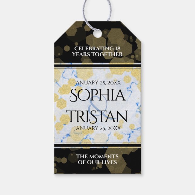 Étiquettes-cadeau Élégant 18ème anniversaire de Mariage de porcelain (Devant)
