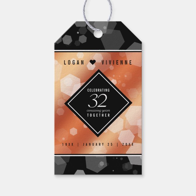 Étiquettes-cadeau Élégant 32ème anniversaire de Mariage de bronze (Devant)