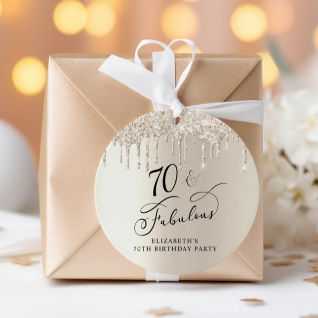 Étiquettes Cadeau Élégant 70e anniversaire de la Parties scintillant (Créateur téléchargé)