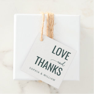 Étiquettes Cadeau Élégant Amour Vert Merci