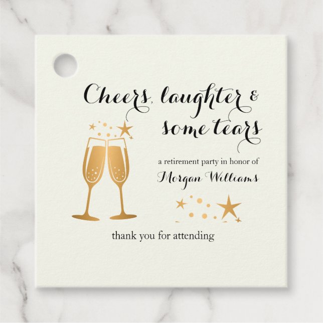 Étiquettes Cadeau Elégant Amusant Joue Rire Larmes Retraite (Devant)