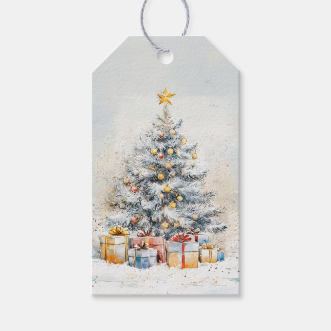 Étiquettes-cadeau Élégant arbre de Noël Vintage (Devant)