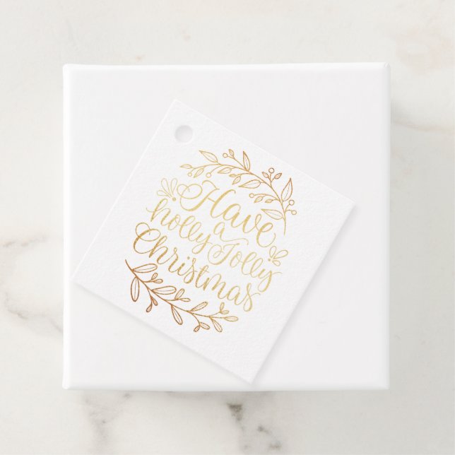 Étiquettes Cadeau Elegant Avoir une calligraphie de Noël Holly Jolly (En situation)