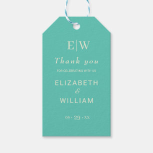 Étiquettes-cadeau Élégant Awe aquatique simple avec Mariage Monogram