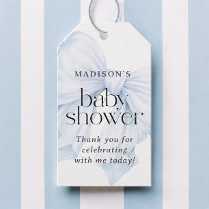 Étiquettes-cadeau Elégant Baby shower Bleu Bow Favoriser