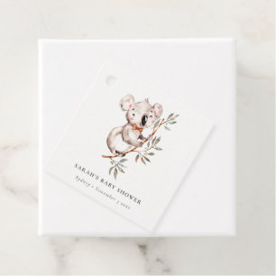Étiquettes Cadeau Élégant Baby shower de feuillage Koala Sleepy