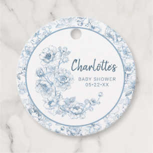 Étiquettes Cadeau Elégant Baby shower Dusty Blue Chinoiserie