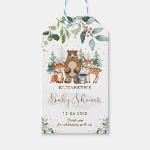 Étiquettes-cadeau Élégant Baby shower forestier Animaux de forêt Fav