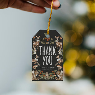 Étiquettes-cadeau Élégant Baby shower forestier Merci