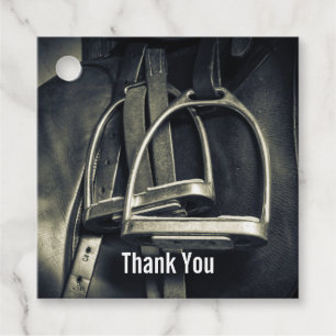 Étiquettes Cadeau Élégant bâton d'argent sur selle d'équitation angl