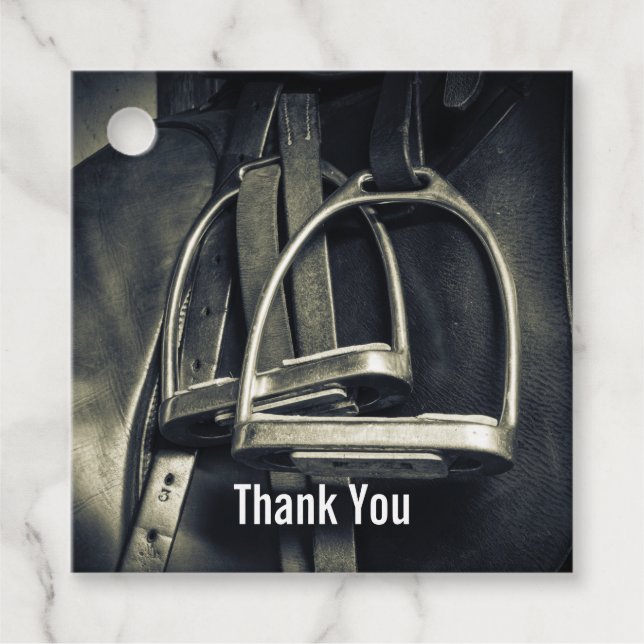 Étiquettes Cadeau Élégant bâton d'argent sur selle d'équitation angl (Devant)