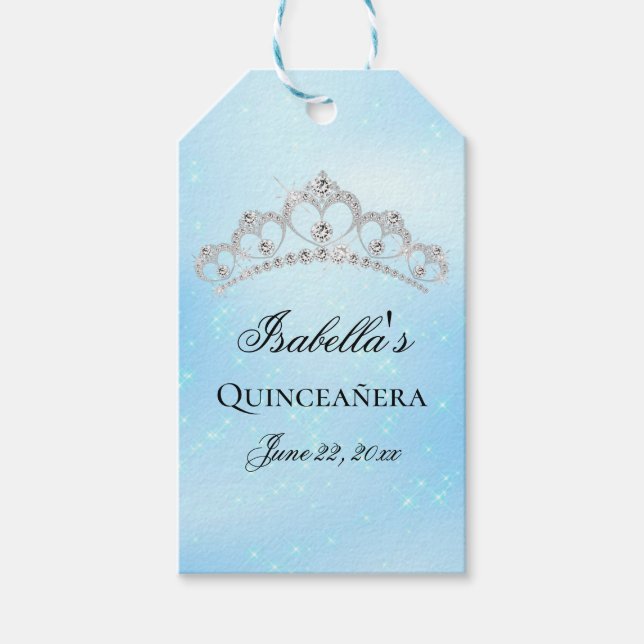 Étiquettes-cadeau Élégant Bébé Bleu Quinceanera (Devant)